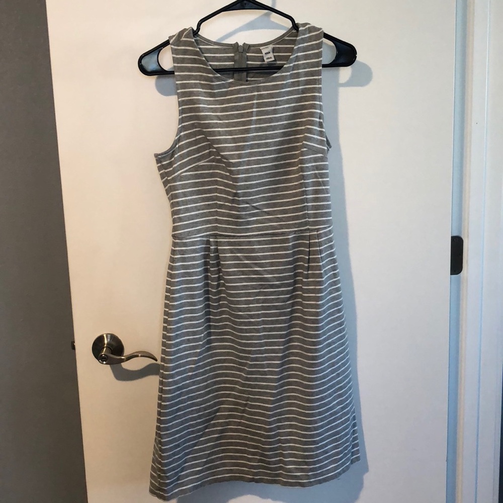 Gray & White Striped Skater Dress